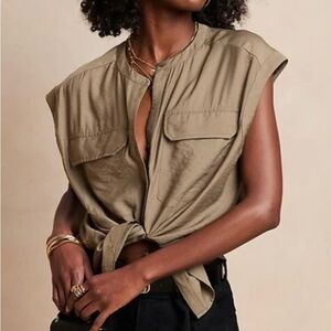 Banana Republic Olive Sleeveless Blouse